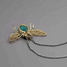 Girl-925-silver-Honeybee-Natural-turquoise-pendant (1)